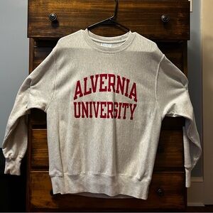 Champion Gray Crew Neck Sweater with Red Print